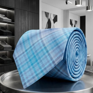 Colourful Blue Winter Spring Summer Chequered  Tie
