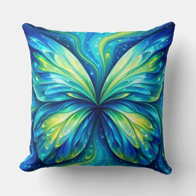 Colourful Blue, Yellow, Black Pillow (Front)