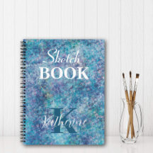 Colourful Blues Personalized Name Sketchbook 