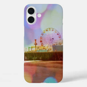 Colourful Blurry Bokeh Santa Monica Pier iPhone 16 Plus Case