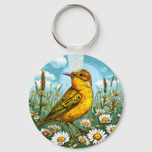 Colourful Blyth's reed warbler Bird Keychain