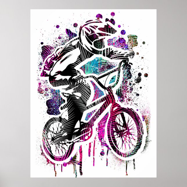 Colourful Bmx Poster - Bmx Bike Bicycle - Retro (Front)