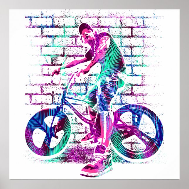 Colourful Bmx Poster - Bmx Bike Bicycle - Urban  (Front)