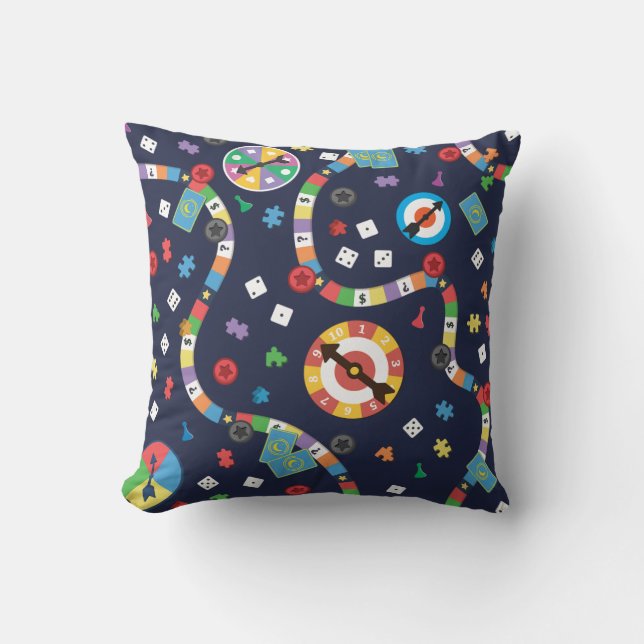 Colourful Board Game Pattern Throw Pillow (Front)