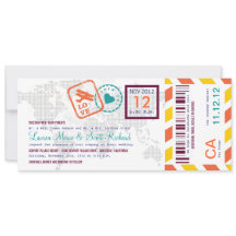 Colourful Boarding Pass Airmail Ticket Invitation
