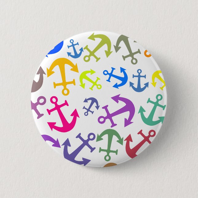 Colourful Boat Anchor Pattern 2 Inch Round Button (Front)