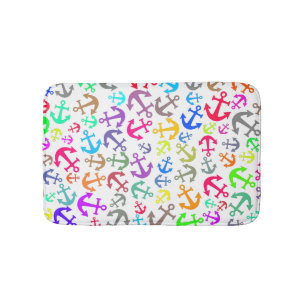 Colourful Boat Anchor Pattern Bath Mat