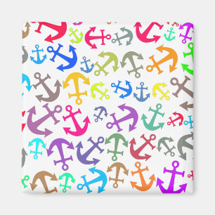 Colourful Boat Anchor Pattern Magnet