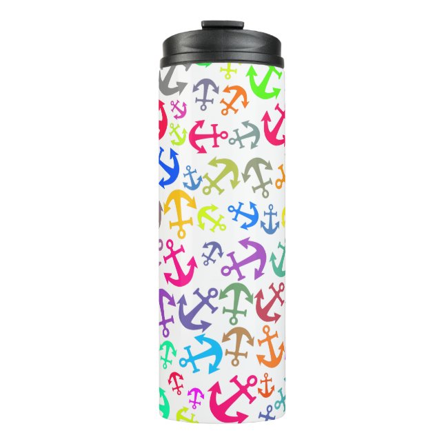Colourful Boat Anchor Pattern Thermal Tumbler (Front)