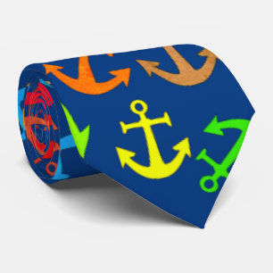 Colourful Boat Anchor Pattern Tie