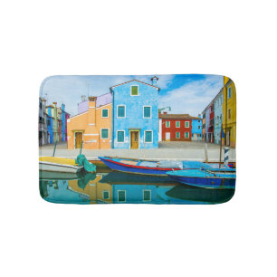 Colourful Boat Scene Venetian Lagoon Bath Mat