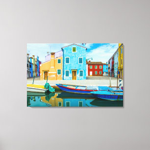 Colourful Boat Scene  Venetian Lagoon Canvas Print