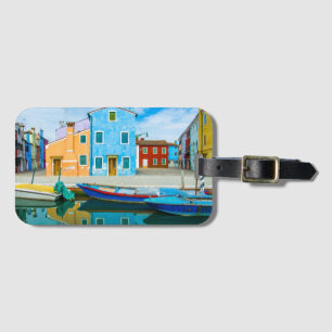 Colourful Boat Scene Venetian Lagoon Luggage Tag