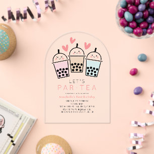 Colourful Boba Bubble Tea Party Girl 1st Birthday Acrylic Invitations