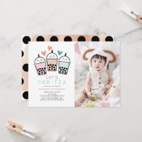Colourful Boba Bubble Tea Party Photo 1st Birthday