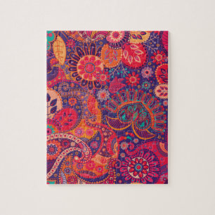 Colourful Bohemian Boho MOD Hippy Chic Pattern Jigsaw Puzzle