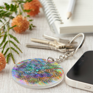 Colourful Bohemian Chic Mandala Flower Pattern Keychain