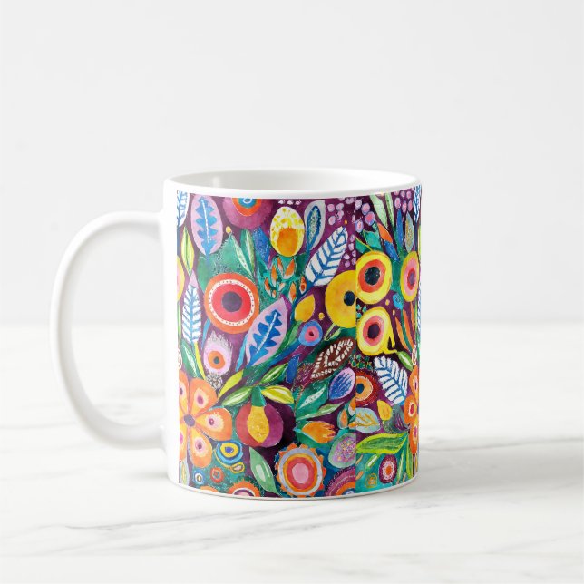 Colourful Bohemian Floral  Coffee Mug (Left)