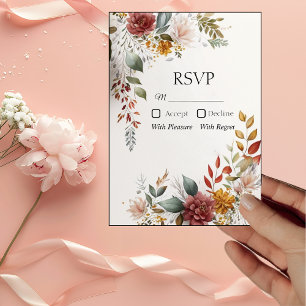Colourful Bohemian Floral Wedding RSVP Card