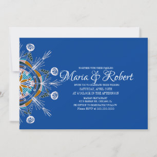 Colourful Bohemian Mandala Blue Wedding Invitation