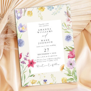 Colourful Bohemian Spring Botanical Garden Wedding Invitation