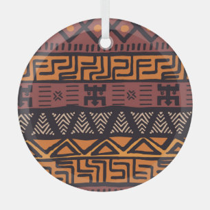 Colourful Bohemian Tribal Geometric Glass Ornament