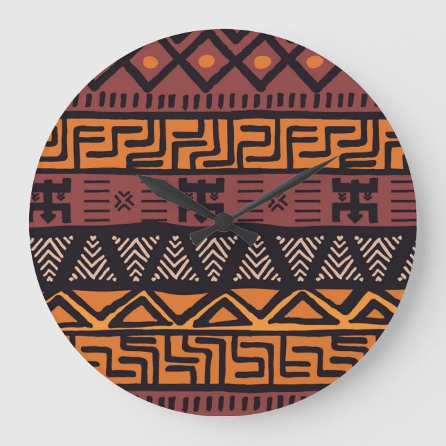 Colourful Bohemian Tribal Geometric Large Clock (Front)