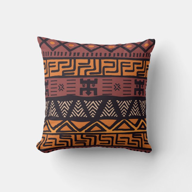Colourful Bohemian Tribal Geometric Throw Pillow (Front)