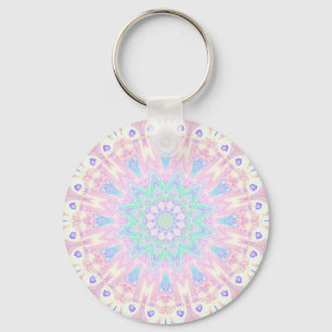 Colourful Bohemian Trippy Bright Pastel Mandala Keychain