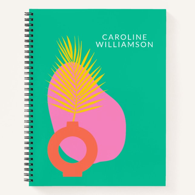 Colourful Boho Abstract Botanical Shapes Customize Notebook (Front)