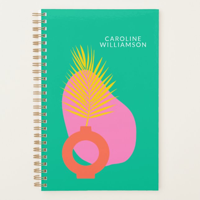 Colourful Boho Abstract Botanical Shapes Customize Planner (Front)
