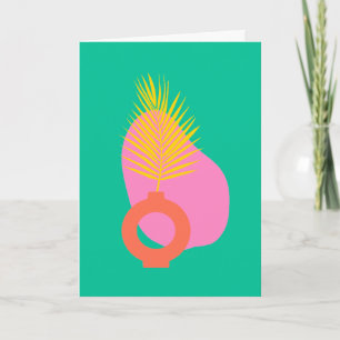 Colourful Boho Abstract Botanical Shapes in Green  Note Card