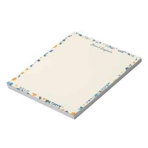 Colourful Boho Blue and White Floral Personalized Notepad