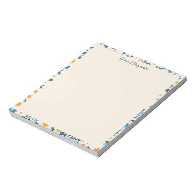 Colourful Boho Blue and White Floral Personalized Notepad (Rotated)