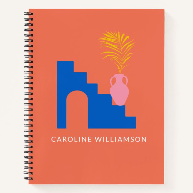 Colourful Boho Bright Botanical Shapes Personalize Notebook (Front)