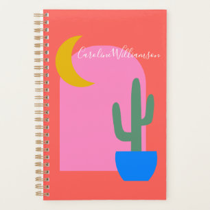 Colourful Boho Cactus Moon Shapes in Red Custom  Planner