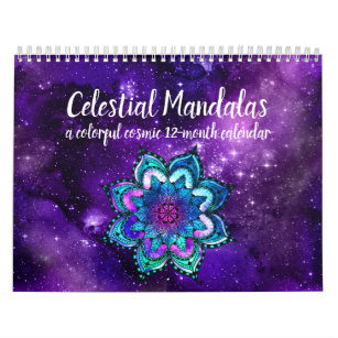 Colourful Boho Celestial Mandalas Watercolor Stars Calendar