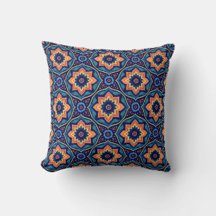 Colourful Boho Chic Floral Pattern Throw Pillow