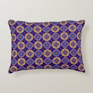 Colourful Boho Chic Mandala Pattern Accent Pillow