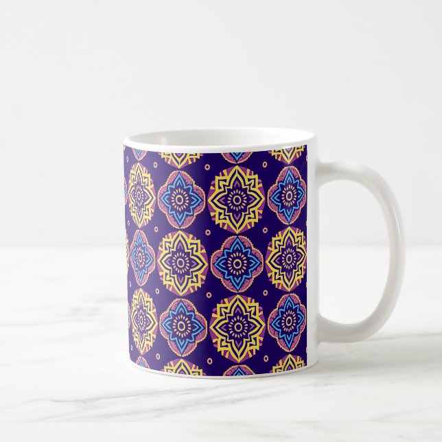 Colourful Boho Chic Mandala Pattern Coffee Mug (Right)