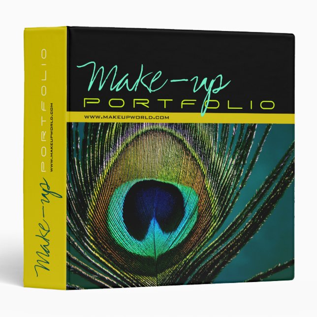 Colourful Boho Chic Peacock Feather Stylish Modern Binder (Front/Spine)