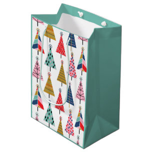 Colourful Boho Christmas Trees Medium Gift Bag