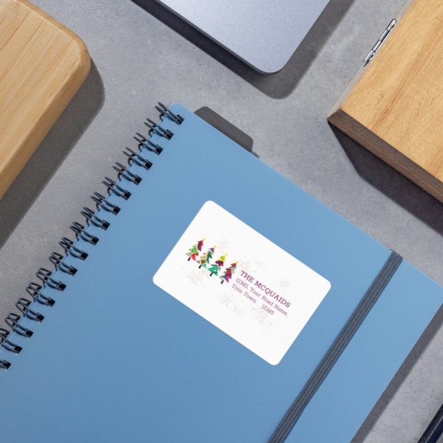 Colourful Boho Christmas Trees Pattern Label (Creator Uploaded)