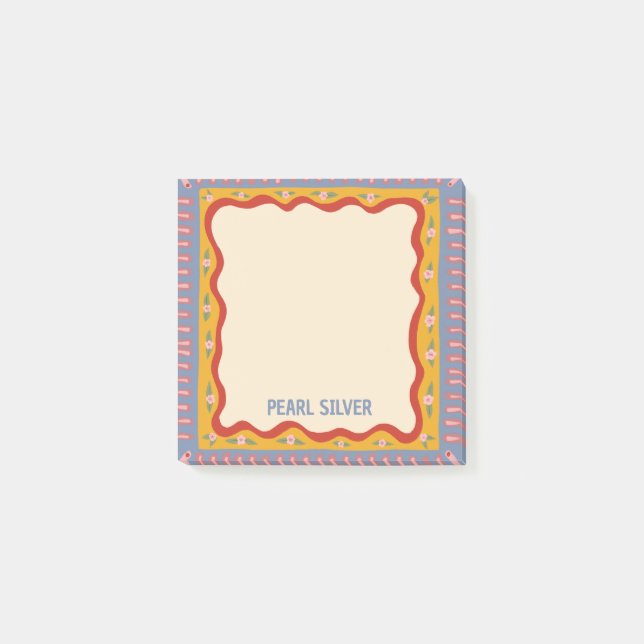 Colourful Boho CUSTOM Chic Monogram Personalized Post-it Notes (Front)