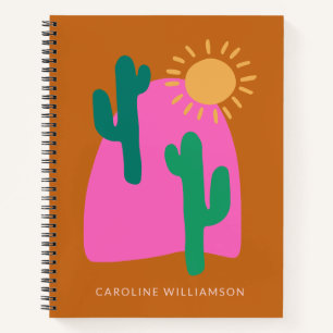Colourful Boho Desert Cactus Art Personalized Notebook