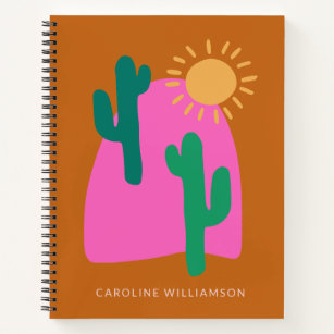 Colourful Boho Desert Cactus Art Personalized Notebook