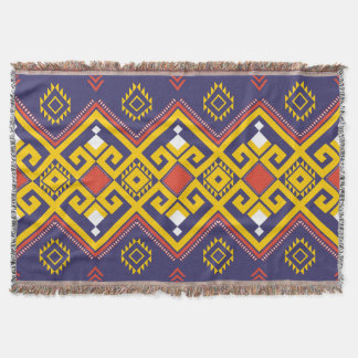 Colourful Boho Ethnic Tribal Throw Blanket 