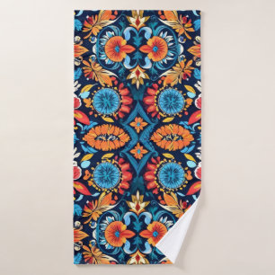 Colourful Boho Floral Elegance: Vibrant Mandala Bath Towel Set