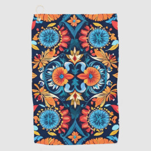 Colourful Boho Floral Elegance: Vibrant Mandala Golf Towel