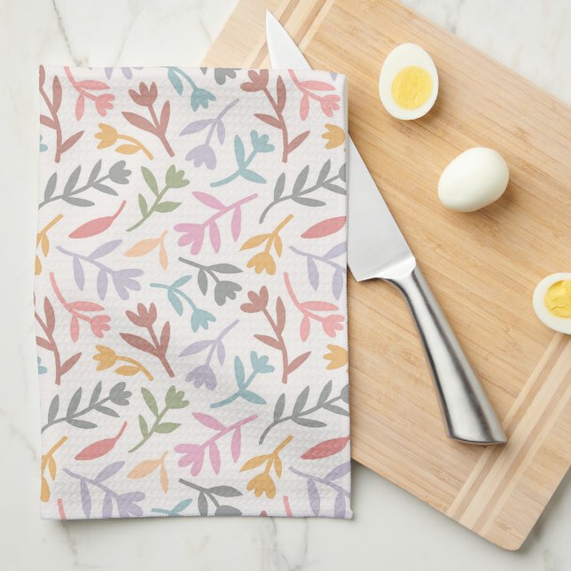 Colourful Boho Floral Kitchen Towel (Quarter Fold)